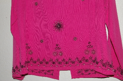 +MBADG #5-146  "Silkland Petite DK Pink One Of A Kind Hand Beaded Silk Top"