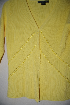 +MBADG #5-125  "C'est City One Of A Kind Hand Beaded Yellow Cardigan"