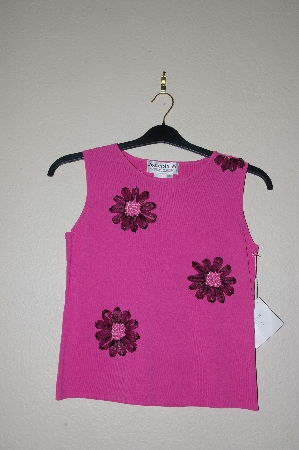 +MBADG #5-217  "Joseph A Fancy Pink Knit Floral Embelished Tank"