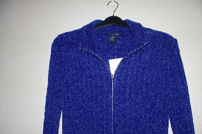 +MBADG #5-210  "Boston Proper Blue Chenille Zip Front Cardigan"