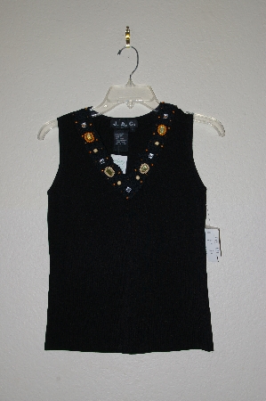 +MBADG #5-244  "J.A.C. Fancy Black Knit Embelished Tank"