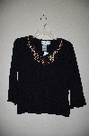 +MBADG #5-232  "Joseph A Fancy Wood Bead Embelished Black Knit Sweater"