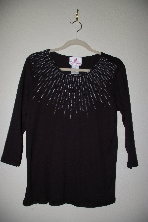 +MBADG #5-344  "Quacker Factory Starburst Pearl & Bead 3/4 Sleve Knit Top"