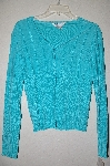 +MBADG #5-318  "John Paul Richard Uniform Petite Fancy Blue Knit Cardigan"