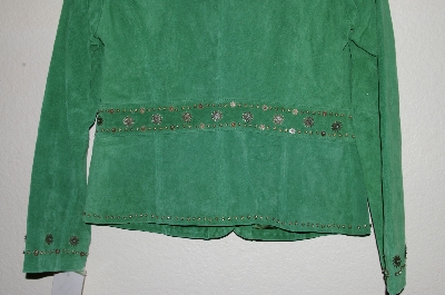 +MBADG #5-292  "Pamela McCoy Fancy Embelished Green Suede jacket"