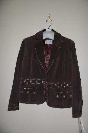 +MBADG #5-296  "Pamela McCoy Fancy Brown Embelished Suede Jacket"