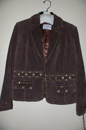 +MBADG #5-296  "Pamela McCoy Fancy Brown Embelished Suede Jacket"