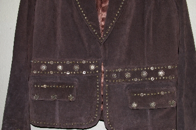+MBADG #5-296  "Pamela McCoy Fancy Brown Embelished Suede Jacket"