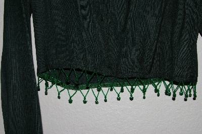 +MBADG #9-036  "Adobe Rose Green Button Front Beaded Trim Shirt"