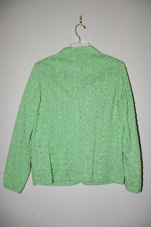 +MBADG #9-041 "Denim & Co One Of A Kind Hand Beaded Green Eyelet Blazer" 