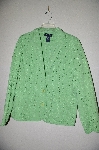 +MBADG #9-041 "Denim & Co One Of A Kind Hand Beaded Green Eyelet Blazer" 