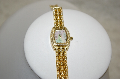 +Nolan Miller's Gold Toned  Pave Panther Link Watch
