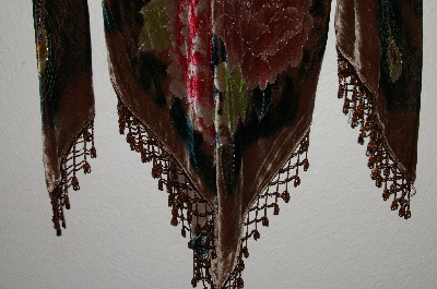 +MBADG #9-063  "Aris.A Fancy Brown Velvet Hand Beaded Peacock Poncho Shawl Top"