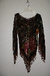 +MBADG #9-063  "Aris.A Fancy Brown Velvet Hand Beaded Peacock Poncho Shawl Top"