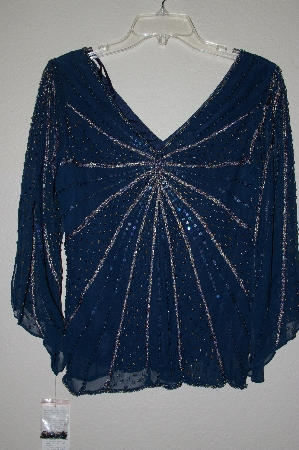 +MBADG #9-098  "Papell Studio Fancy Silk Hand Beaded Top"