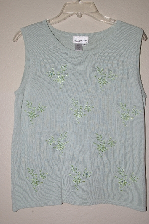+MBADG #9-188  "Coldwater Creek Mint Green One Of A Kind Hand Beded Knit Tank"