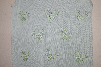 +MBADG #9-188  "Coldwater Creek Mint Green One Of A Kind Hand Beded Knit Tank"