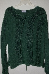 +MBADG #218  "Encounter Fancy Green Rayon Tie Back Embroidered Top"