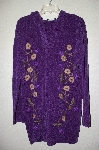 +MBADG #9-242  "Denim & Co Purple Chenille Hooded Topper With Floral Embroidery"