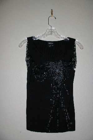 +MBADG #9-302  "Radzoli Fancy Black Knit Embelished Shell"