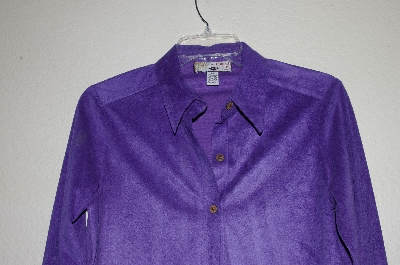 +MBADG #18-333  "Caribbean Joe Purple Suede Look Button Front Shirt"