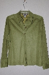 +MBADG #18-338  "Caribbean Joe Lime Green Suede Look Button Front Shirt"