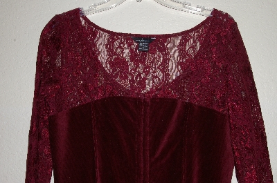 +MBADG #18-021  "Moda International Fancy Red Lace & Corduroy Top"