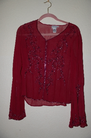 +MBADG #18-039B  "Newport News Fancy Red Silk Hand Beaded Top"