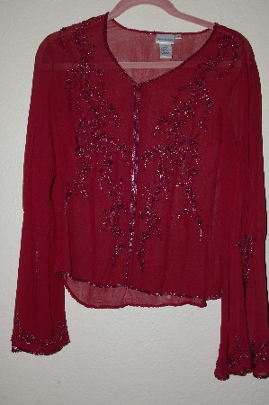 +MBADG #18-039B  "Newport News Fancy Red Silk Hand Beaded Top"