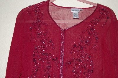 +MBADG #18-039B  "Newport News Fancy Red Silk Hand Beaded Top"