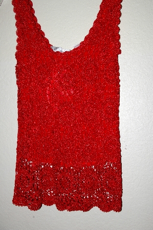 +MBADG #18-048  "M. Nicole Evening Fancy Red Crochet Tank"