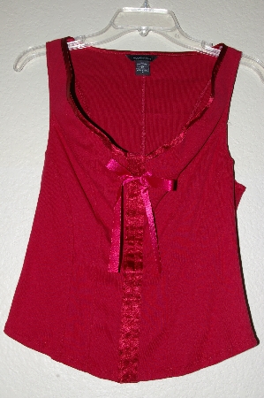 +MBADG #18-065  "Moda International Fancy Red Satin Trimed Tank"