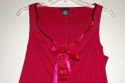 +MBADG #18-065  "Moda International Fancy Red Satin Trimed Tank"