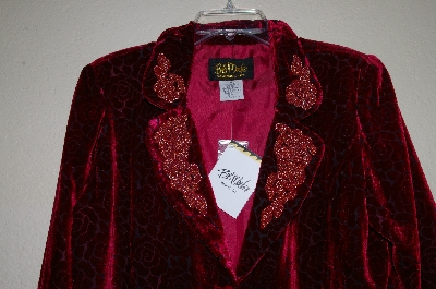 +MBADG #18-144  "Bob Mackies Red Velvet Rose Pattern Jacket"