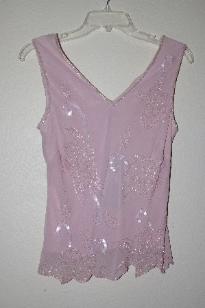 +MBADG #18-199  "Newport News Fancy Pink Silk Hand Beaded Tank"