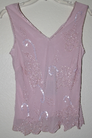 +MBADG #18-199  "Newport News Fancy Pink Silk Hand Beaded Tank"