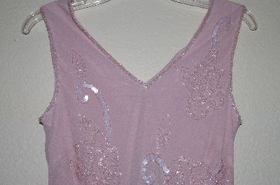 +MBADG #18-199  "Newport News Fancy Pink Silk Hand Beaded Tank"