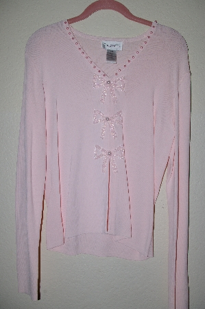+MBADG #18-305  "Boston Proper Pink Fancy Bow Embelished Sweater"