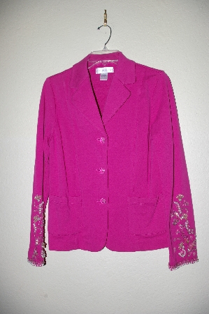 +MBADG #18-296  "Susan Graver  Fancy Stretch Knit Embelished 3 Button Jacket"