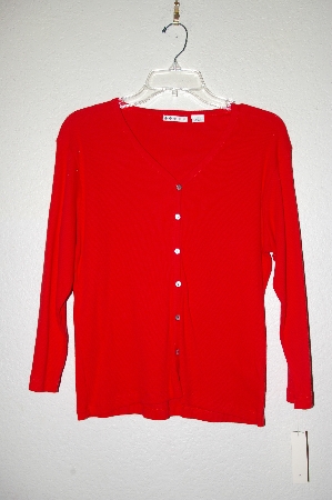 +MBADG #18-278  "Designer Red Button Front Light Weight Cardigan"