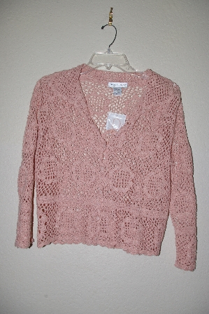 +MBADG #18-257  "Newport News Fancy Pink Crochet Cardigan"