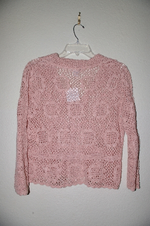 +MBADG #18-257  "Newport News Fancy Pink Crochet Cardigan"