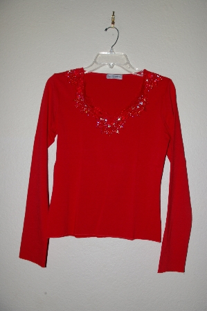 +MBADG #18-289  "Body Central Red One Of A Kind Fancy Hand Beaded Top"