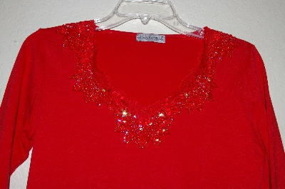 +MBADG #18-289  "Body Central Red One Of A Kind Fancy Hand Beaded Top"