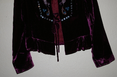 +MBADG #52-390  "Boston Proper Fancy Velvet/Bead Embleished Tie Front Jacket"