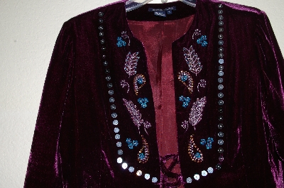 +MBADG #52-390  "Boston Proper Fancy Velvet/Bead Embleished Tie Front Jacket"