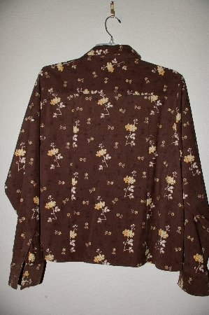 +MBADG #52-400  "Basic Editions Blue Floral Peach Skin Top"