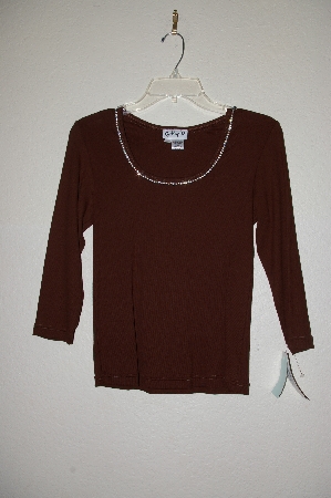 +MBADG #52-357  "Gabby D Fancy Brown Knit Rhinestone Embelished Top"