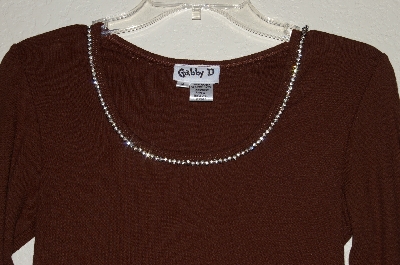 +MBADG #52-357  "Gabby D Fancy Brown Knit Rhinestone Embelished Top"