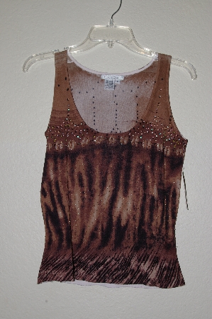 +MBADG #52-351  "Caren Brook Fancy Brown Bead Embleished Knit Tank"